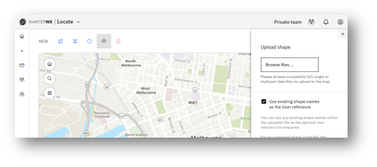 Figure 2: Uploading job sites from a shapefile 